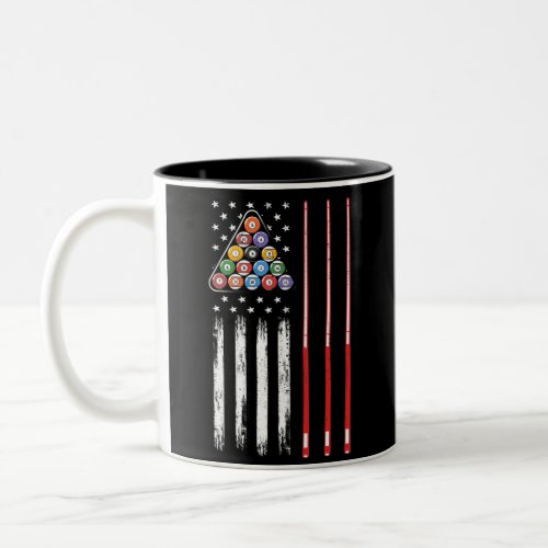 Pool Player American Flag Two_Tone Coffee Mug