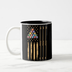 Pool Player American Flag Two-Tone Coffee Mug