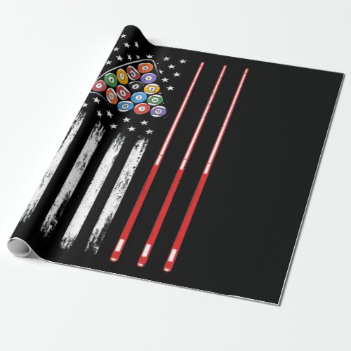 Pool Player American Flag Wrapping Paper