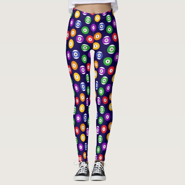 Pool Player Billiard Balls Pattern Leggings (Front)