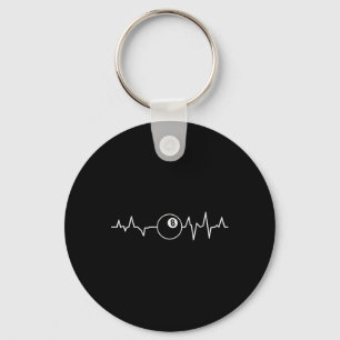 Pool Players Heartbeat Billiards 8 Ball 9 Ball Keychain