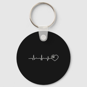 Pool Players Heartbeat Billiards 8 Ball Keychain