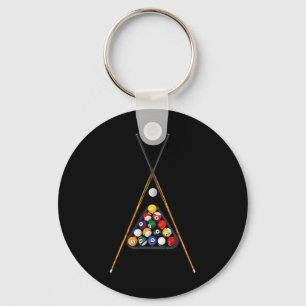 Pool Players Racked Sticks Cue Ball Billiards Art  Keychain