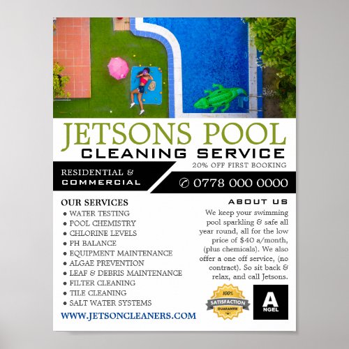 Pool Portrait Swimming Pool Cleaning Advertising Poster