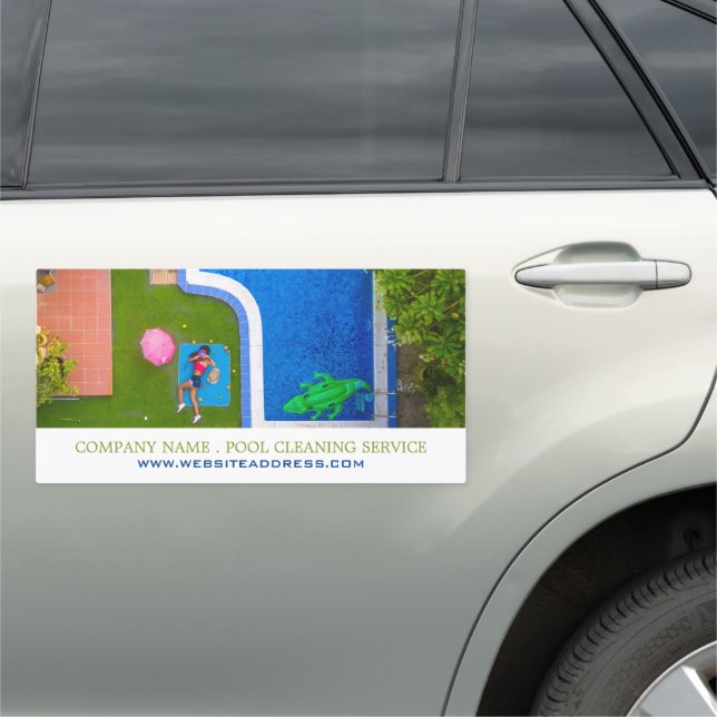 Pool Portrait, Swimming Pool Cleaning Service Car Magnet (In Situ)