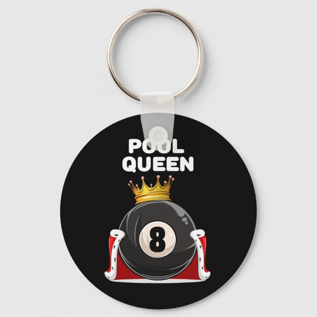 Pool Queen Girls Pool Womens Billiards Pool  Keychain (Front)