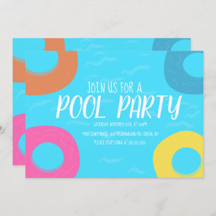 Pool Ring Party Birthday Any Age Invitation