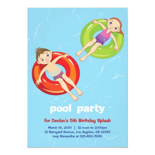 Pool Rings Summer Swim Birthday Party Invitation | Zazzle