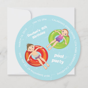 Pool Rings Summer Swim Birthday Party Invitation