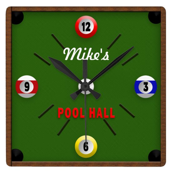 POOL ROOM/HALL CLOCK - PERSONALIZE WITH NAME
