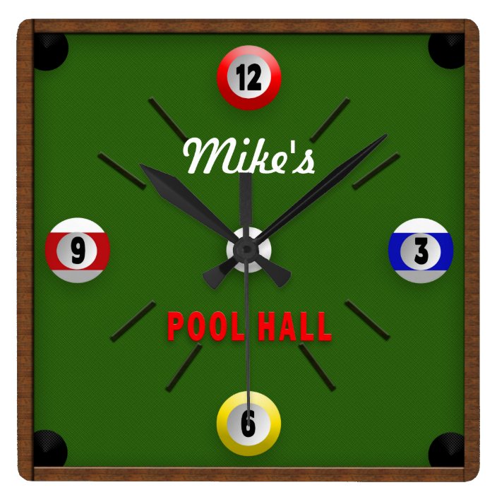 POOL ROOM/HALL CLOCK PERSONALIZE WITH NAME