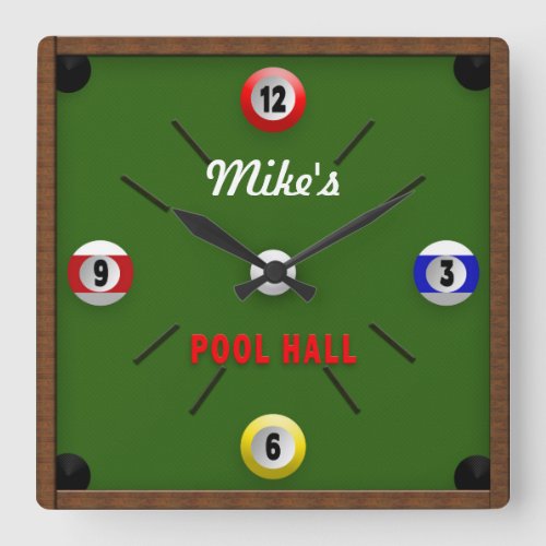 POOL ROOMHALL CLOCK _ PERSONALIZE WITH NAME