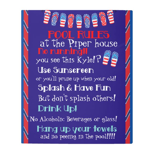 Pool Rules Sign Family Customizable (Front)
