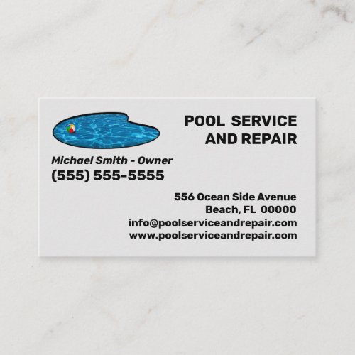 Pool Service and Repair Business Card