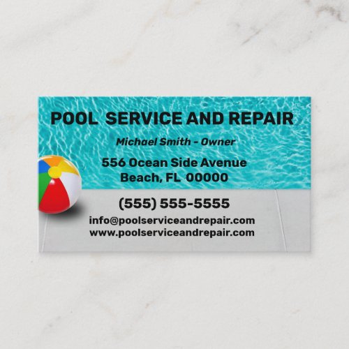 Pool Service and Repair Business Card