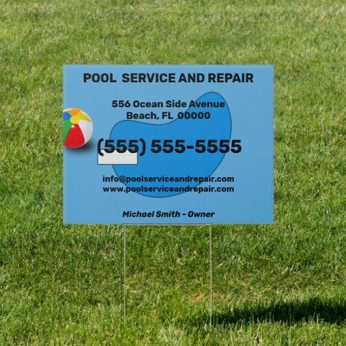 Pool Service and Repair  Sign