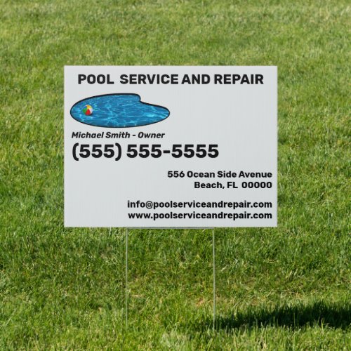 Pool Service and Repair Sign