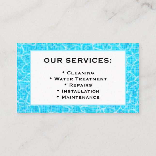 Pool Service Business Card Template (Back)