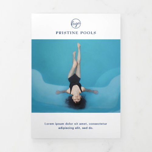 Pool Service Business Navy Blue Trifold Brochure