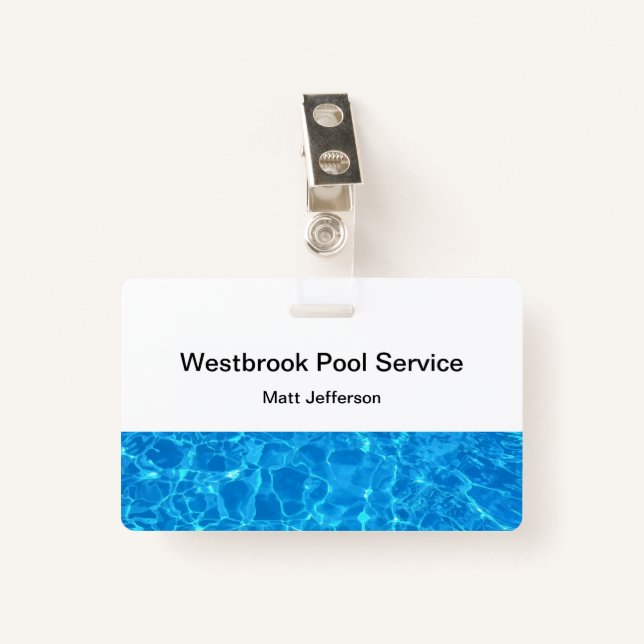 Pool Service Employee ID Badges (Front with Clip)