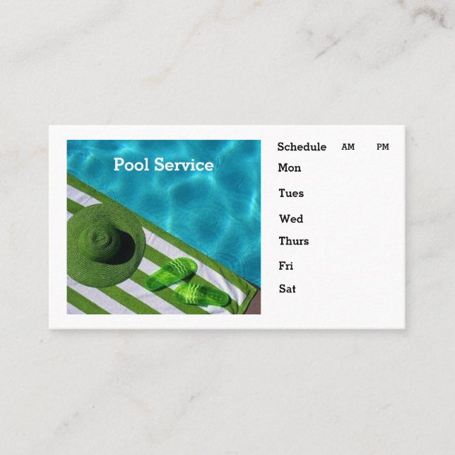Pool Service Personalize Contact Info Schedule Business Card (Front)