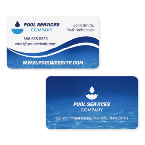 Pool Services | Blue Water Wave | Swimming Pool Business Card