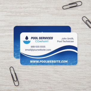 Pool Services Blue Water Wave Swimming Pool Business Card