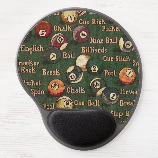 Pool Shark Billiard Balls Background Gel Mouse Pad (Front)