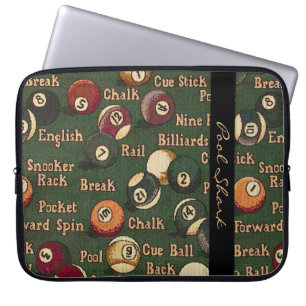 Pool Shark Billiard Balls Background Laptop Sleeve
