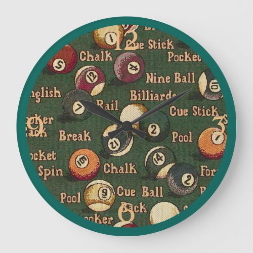 Pool Shark Billiard Balls Background Wall Clock