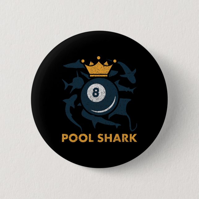 Pool Shark Billiards Pool Billiards Hall Player Ba Button (Front)