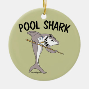Pool Shark Ceramic Ornament
