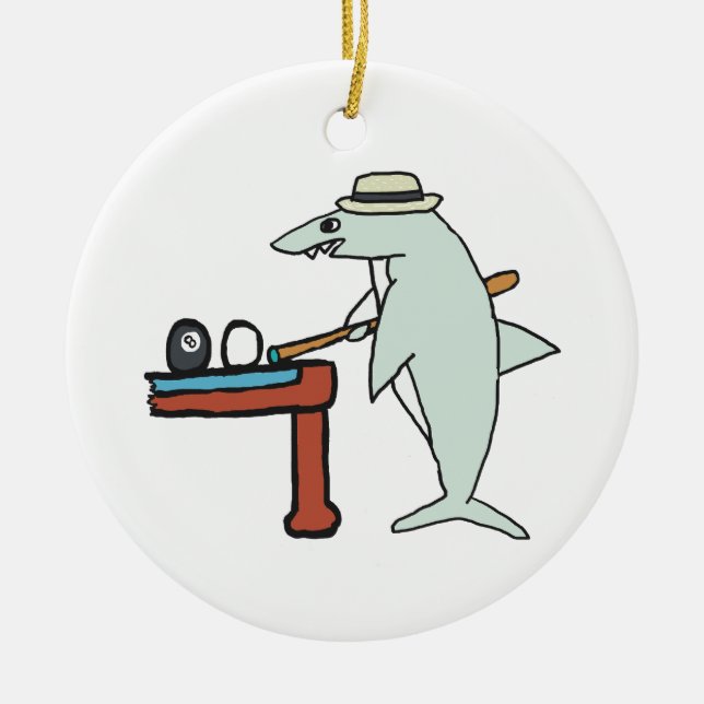 Pool Shark Ceramic Ornament (Front)
