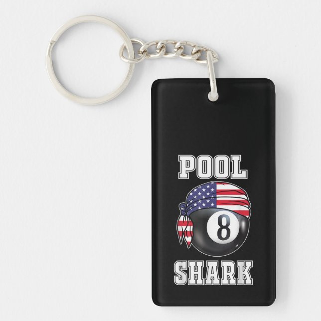 Pool Shark Jersey Cool Gift Top Bar Billiards Keychain (Front)