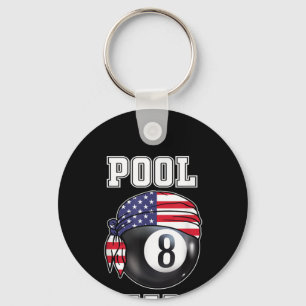 Pool Shark Jersey Cool Gift Top Bar Billiards Keychain