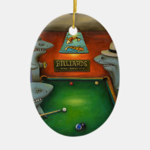 Pool Sharks Ceramic Ornament