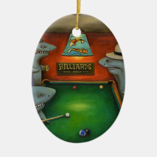 Pool Sharks Ceramic Ornament