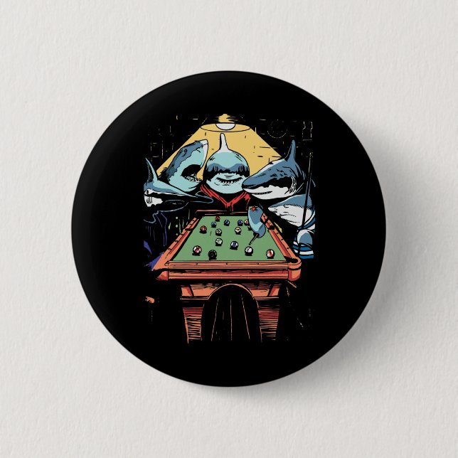 Pool Sharks Shark Billiards Game  Button (Front)