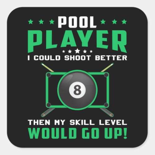 Pool Snooker Billiard 8 Ball Billiards Funny Gift Square Sticker