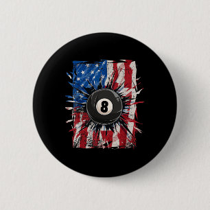 Pool Snooker Billiards Player 8 Ball Usa American  Button