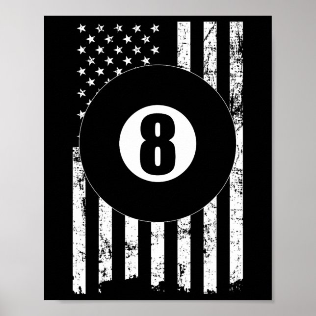 Pool Snooker Billiards Player 8 Ball Usa American  Poster (Front)