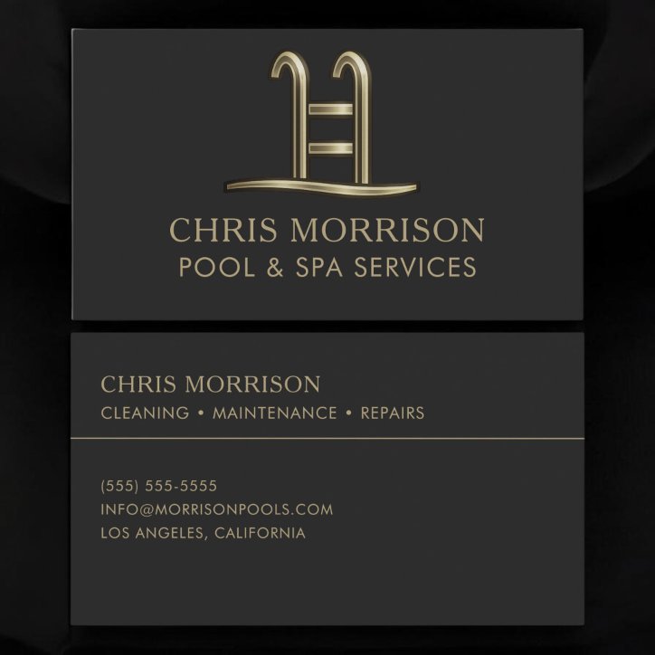 Pool Spa Services Black Gold Business Card