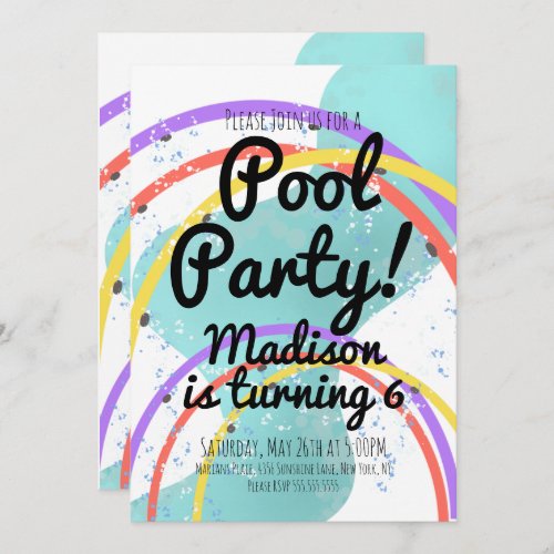 Pool Splash Pad Park Birthday Party Invitation