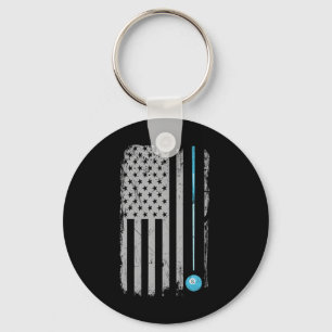 Pool Stick Billiards 8 Ball Vintage Usa American F Keychain