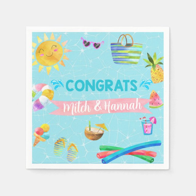 Pool summer girl baby shower napkins. napkins (Front)