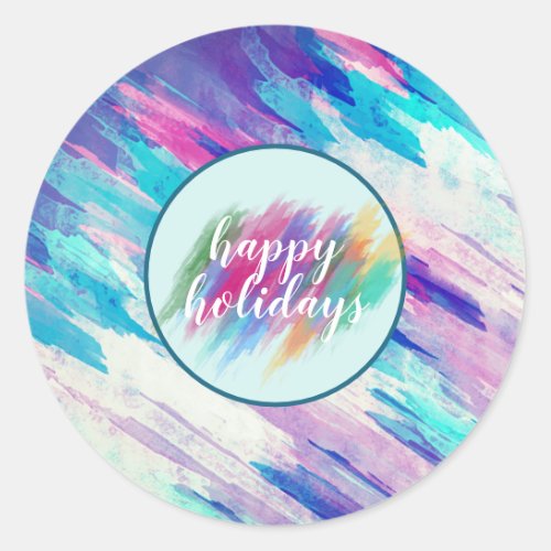 Pool Summer Holiday Teal Blue Watercolor Splatter Classic Round Sticker