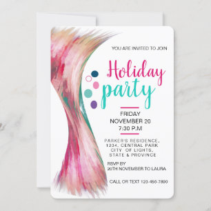 Pool Summer Holiday Teal Pink Watercolor Splatter Invitation