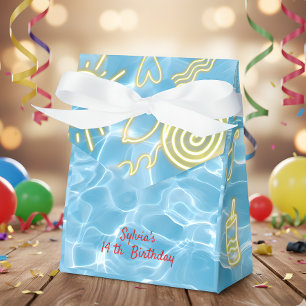 Pool summer neon vibes birthday party favor boxes
