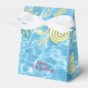 Pool summer neon vibes birthday party favor boxes