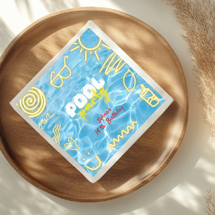 Pool summer neon vibes birthday party napkins